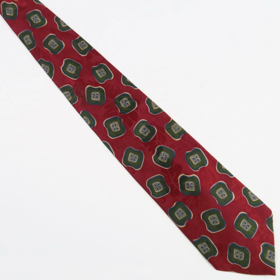Karl Lagerfeld Mens Neck Tie Red Green Floral 58"x3.75" Foulard Pattern - Image 2 of 4