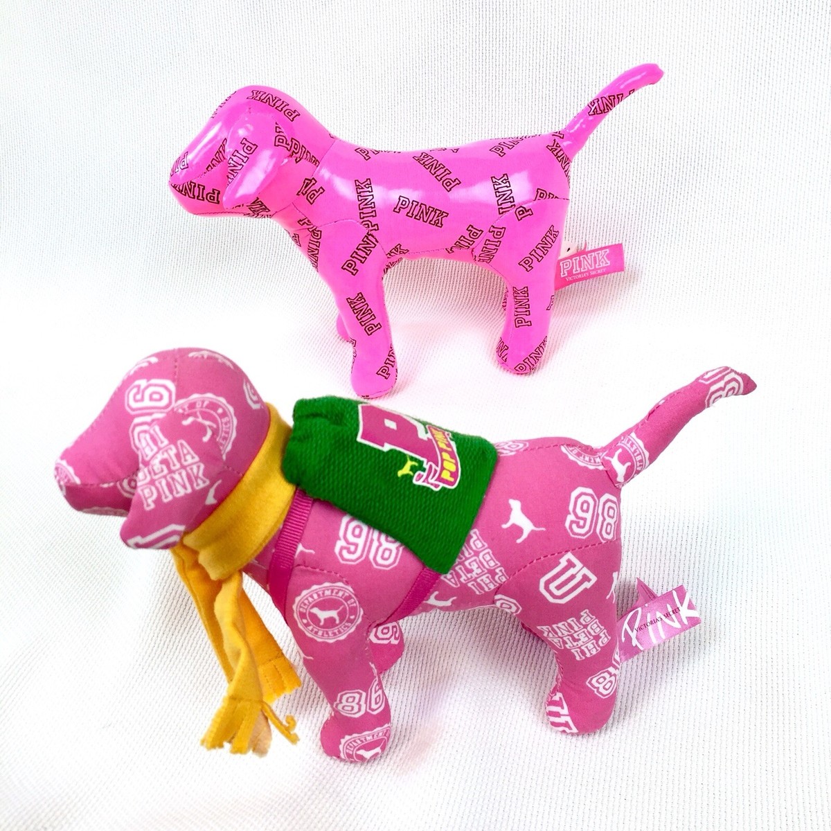 Victorias Secret PINK Set of 2 Mini Plush Dogs Preppy College
