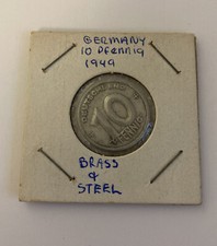 1949 Germany 10 Pfennig Brass Steel Coin B16