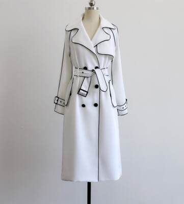 Custom Made to order belted piping trench coat jacket plus 1x-10x  