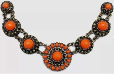 Necklettes Bronze-Tone Orange Radiant Chic Magnetic Collar 8'' Necklace