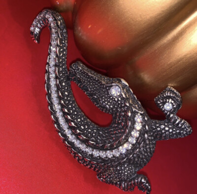 Elliot Rhodes Crystals Encrusted Alligator Buckle - Bling  display picture 1
