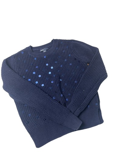 GAP Kids Girls Knit Crew Neck Sequin Sweater Pullover Navy Blue XXL Size 14-16