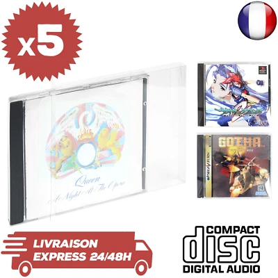 5 Boitiers Protection Crystal Box compatible CD ROM Album SEGA SATURN Neufs