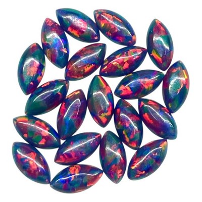 10 Pcs Black Australian Opal 5x2.5mm Marquise Cabochon Lab Created Gemstones Lot