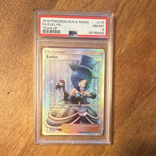 Pokemon TCG Team Up Evelyn 175/181 Full Art Holo Ultra Rare PSA 8