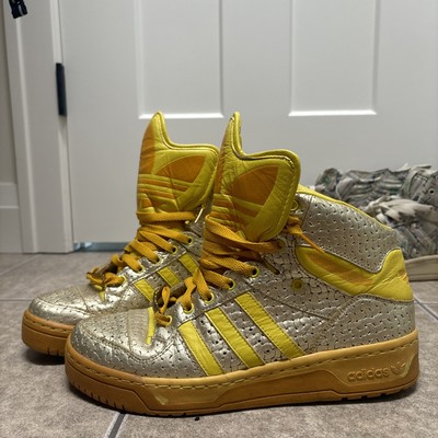 Rare Adidas Jeremy Scott High-Top Sneakers Men 8.5 Silver