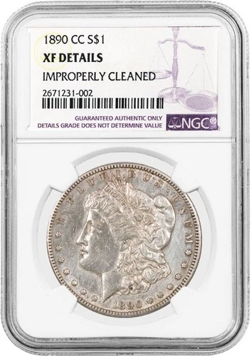 1890 CC Carson City $1 Morgan Silver Dollar NGC XF Details Improperly Cleaned