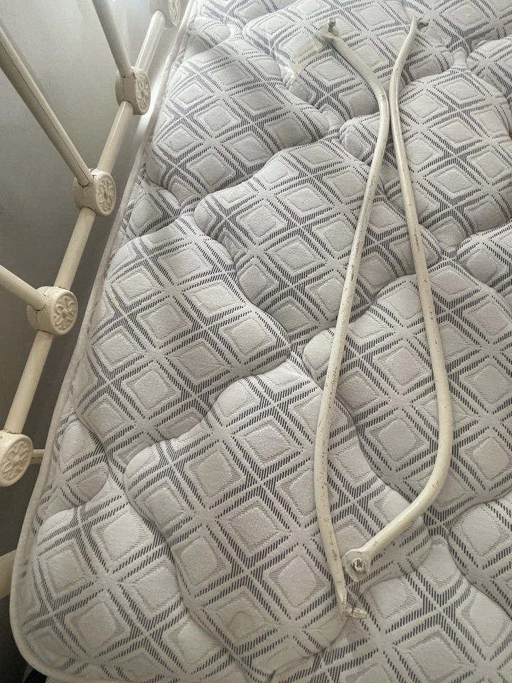 Off white Antique Wrought Iron standard Double bed canopy with the board base.   - image 4 of 4