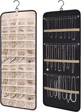 Hanging Jewellery Organiser 48 Pocket Dual Sided | Necklace Earring Ring Roll