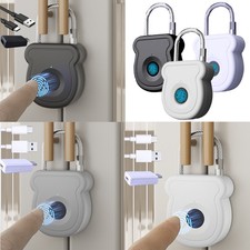 Fingerprint Padlock for Gym Locker USB Key Biometric Keyless Cable Latch 20User