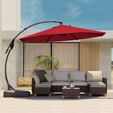 11FT Cantilever Umbrella with Base Outdoor Round Aluminum Offset Umbrella