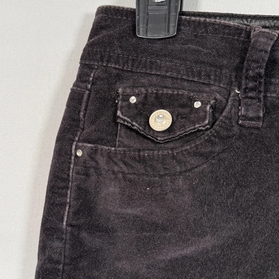 Limited Too Girl Y2K Black Corduroy Pants 12R Rhinestones Cool Snap Pockets - Image 4 of 4