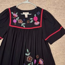 VTG Bechamel Embroidered House Midi Dress Size PS Floral Muumuu Grandmacore