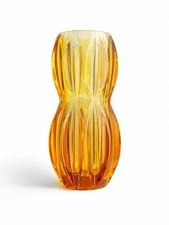 Vintage 1960's Rosice Sklo Union Amber Art Glass Vase By Jan Schmid #1032 Czech