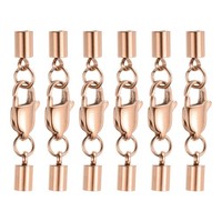 6Er-Set Leder-Endkappen Mit Hummerkarabiner In RoséGold FüR
