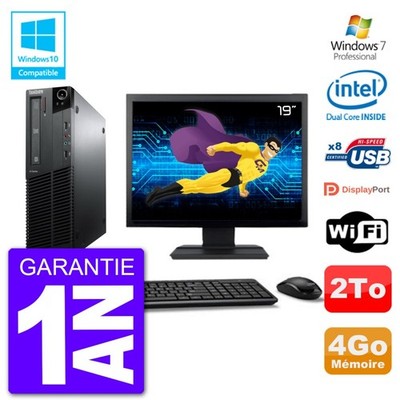 PC LENOVO M82 SFF Bildschirm 19 '' G640 RAM 4Go Scheibe 2To Dvd-Brenner Wifi W7