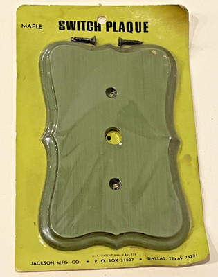 MCM Switch Plate Cover Maple Green Wood By Jackson Mfg Co NOS Vtg