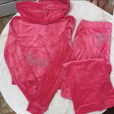 Juicy Couture y2k pink party velour rhinestone bling tracksuit size Xl Brand New