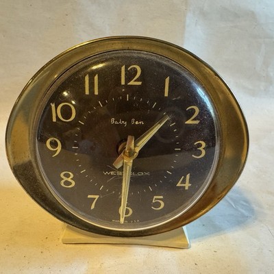 Westclox Baby Ben Wind-Up Alarm Clock Vintage 1960's Brown Face