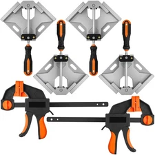 6 Pcs Right Angle Clamp Handed Ratchet 90 Degree Corner Wood Clamp 6 Inch Bar...