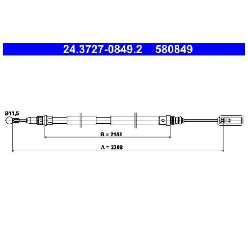 Handbremsseil Hinten Rechts FüR Fiat Ulysse 179 2.0 2.2 2.9 02 Bis 11 ATE Teil-image