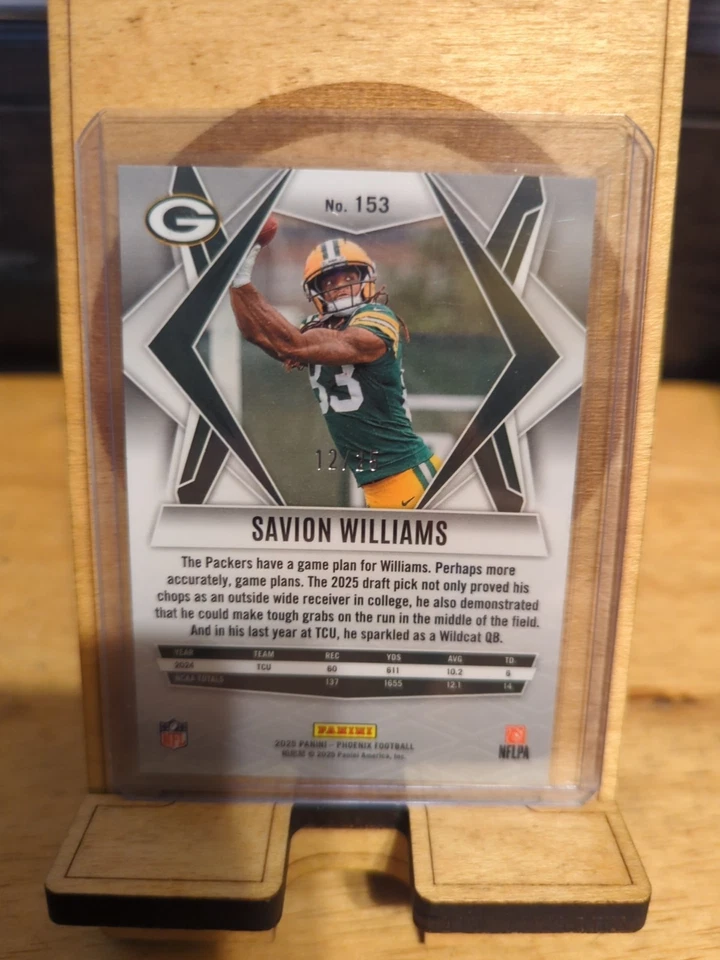 2025 Panini Phoenix Savion Williams Green /25 RC Team Color Match SP Packers🔥🔥 - Image 2 of 3