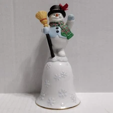 LENOX 1998 Vintage Snowman Bell "A Snowy Salute" Fine Porcelain, Handcrafted Vtg