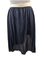 Vassarette vintage half slip size XL lace trim 22" long black 10" slit nylon