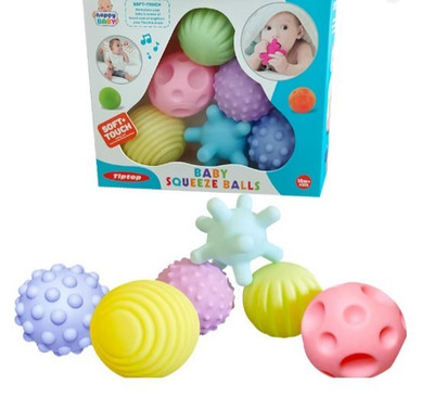 6PCS Baby Sensory Textured Balls Soft Tactile Massage Grip Toy Kids Gift Set