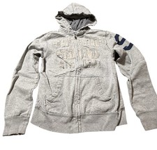 Aeropostale Women  s Hoodie Sz M Gray Full Zip Sweatshirt Logo Distressed