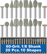 20Pcs 60-Grit Diamond Grinder Bit 1/8" Shank Compatible with Dremel Rotary To...