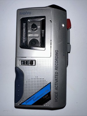 Sanyo TRC-590M Handheld Voice Activated Microcassette Recorder Silver Grey