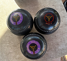 Henselite Classic II / Classic III lawn bowls set size 4 Series C black set of 3