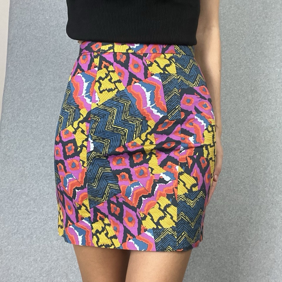Gorman Mini Skirt Womens 6 XS Multicoloured Geometric Abstract Short Retro Party