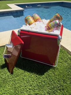 Vintage Red Metal Ice Chest Cooler