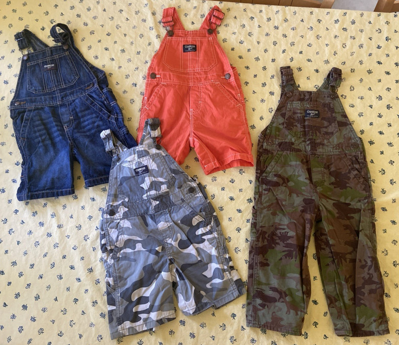 *4* Pairs Oshkosh B'Gosh Overalls Size 24 Months 3 Shorts 1 Long *pre-owned*