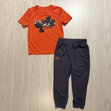 Under Armour 2pc Outfit Set Toddler Boys 2T Orange Graphic Shirt Gray Joggers