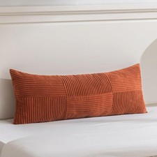 Set of 1 Burnt Orange Boho Long Lumbar Body Decorative Throw Pillow Cover 14x36