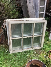 31.5 x 27.5 Vintage Window Sash  old 6 Pane  Frame 1921 Arts & Crafts