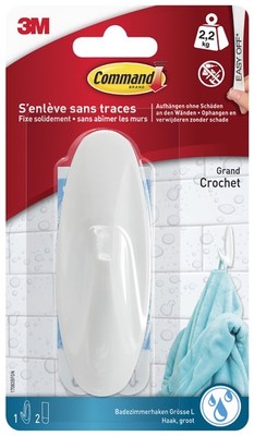3M Command Bad-Designhaken Kunststoff Größe: L weiß Tragkraft: 2,2 kg