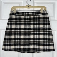Vintage Abercrombie Fitch SIZE 6 Wool Black Plaid Lined Mini Skirt