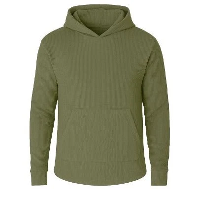 BLUE ICE MEN'S WAFFLE KNIT THERMAL PULLOVER HOODIE - SIZE: MEN MEDIUM - OLIVE