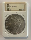 1881-S Morgan Silver Dollar - Vintage Hannes Tulving Holder, BU UNC Slab-8178D
