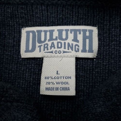 Duluth Trading Pullover Herren Large grau Baumwolle Wolle Schalkragen Infanterie Pullover - Bild 11 von 11