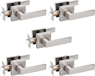 Probrico 5PK Square Door Lever Door Lock Handle Lockset Keyless Doorknob Passage
