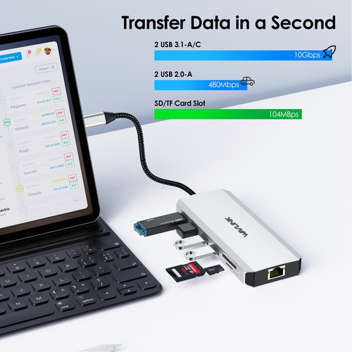 WAVLINK USB C Docking Station 2/3/4 Monitors Hub w/Charging USB2.0/3.0 Port RJ45 - Picture 58 of 127