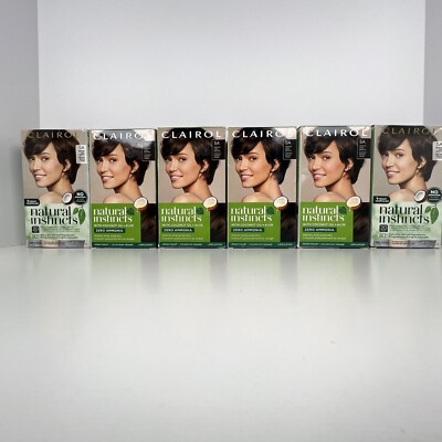(6) Clairol Natural Instincts Semi-Perm Hair Dye #5A Medium Cool Brown