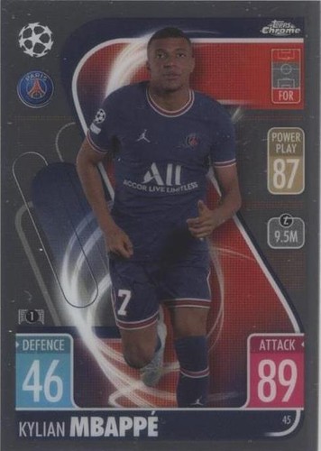 2021-22 Topps Chrome UEFA Kylian Mbappe Aqua Refractor Parallel