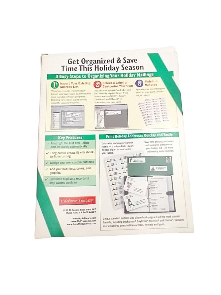 Vintage Mysoftware Software My Holiday Mailing Labels Clip Art Greeting Cards Wi - Image 2 of 4